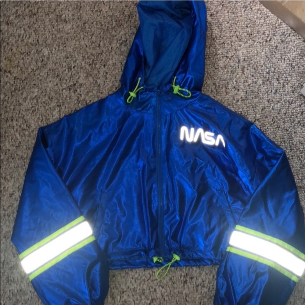 Crop NASA reflective bomber jacket! Worn once